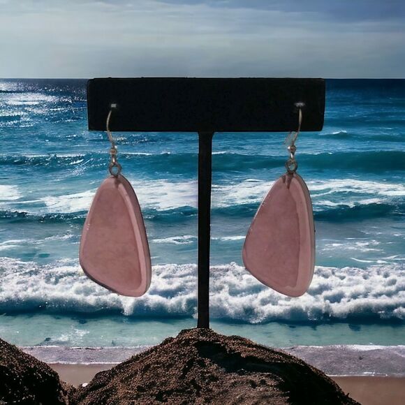 Purple Dangle Earrings Clear Encased Disco Pierced Large Lightweight Acrylic. - Picture 13 of 16